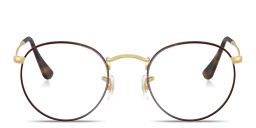 Shop Ray-Ban Round Metal Optics Unisex Eyeglasses in Havana On Gold online.