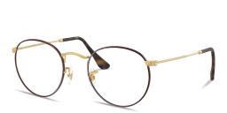 Shop Ray-Ban Round Metal Optics Unisex Eyeglasses in Havana On Gold online.
