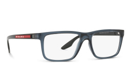 Prada Linea Rossa Pillow Eyeglasses in Blue Transparent – Product Photo 1