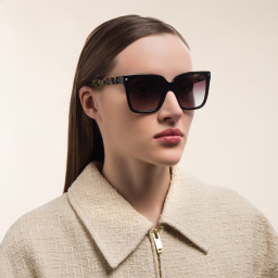 Shop VALENTINO Square Sunglasses in Black online.