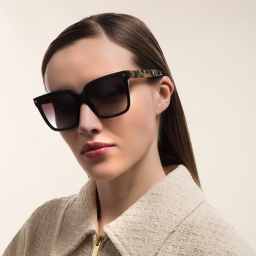 Shop VALENTINO Square Sunglasses in Black online.