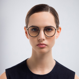 Shop MONOGRAM Unisex Round Eyeglasses in Black online.