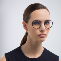 Shop MONOGRAM Unisex Round Eyeglasses in Black online.