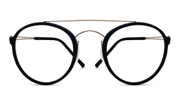Shop MONOGRAM Unisex Round Eyeglasses in Blue online.