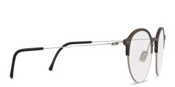 Shop MONOGRAM Unisex Half Rim Round Eyeglasses in Grey online.