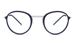 Shop MONOGRAM Unisex Round Eyeglasses in Blue & Silver online.