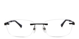 Shop EYE'M Rimless Wide Rectangle Eyeglasses in Black online.