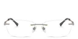 Shop EYE'M Rimless Wide Rectangle Eyeglasses in Grey online.