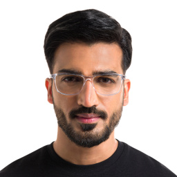 EYE'M Wide Rectangle Eyeglasses in Clear – Product Photo 5