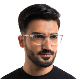EYE'M Wide Rectangle Eyeglasses in Clear – Product Photo 6