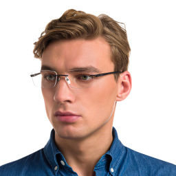 EYE'M Rimless Wide Rectangle Eyeglasses in Black – Product Photo 6