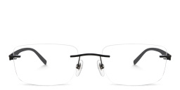 EYE'M Rimless Wide Rectangle Eyeglasses in Black – Product Photo 1