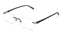EYE'M Rimless Wide Rectangle Eyeglasses in Black – Product Photo 2