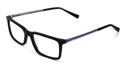 EYE'M Rectangle Eyeglasses in Black & Blue – Product Photo 2
