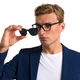 Shop EYE'M Square Eyeglasses in Black online.