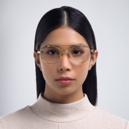 Shop BALMAIN Brigade IV Unisex Round Eyeglasses in Gold online.