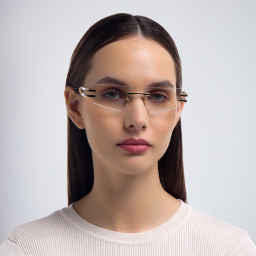 Shop BALMAIN Fixe Unisex Rimless Rectangle Eyeglasses in Gold online.