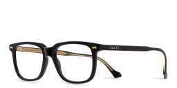 Shop GUCCI Rectangle Eyeglasses in Black online.