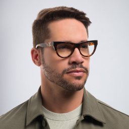 Shop OFF WHITE Unisex Cat-Eye Eyeglasses in Havana online.