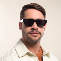 OFF WHITE Unisex Rectangle Sunglasses in Polished Black – Product Photo 8