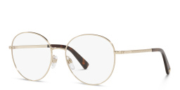 Shop VALENTINO Round Eyeglasses in Gold online.