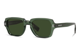 Shop BURBERRY Eldon Rectangle Sunglasses in Green online.