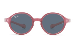 Shop Ray-Ban Junior Kids Round Sunglasses in Fuchsia On Pink online.