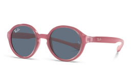 Shop Ray-Ban Junior Kids Round Sunglasses in Fuchsia On Pink online.