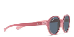 Shop Ray-Ban Junior Kids Round Sunglasses in Fuchsia On Pink online.