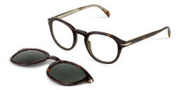 Shop DAVID BECKHAM Timeless Icons Panthos Eyeglasses in Havana online.