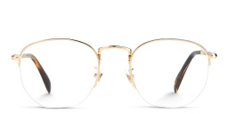 Shop DAVID BECKHAM Half Rim Oval Eyeglasses in Gold Striped Brown online.