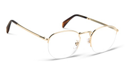 Shop DAVID BECKHAM Half Rim Oval Eyeglasses in Gold Striped Brown online.