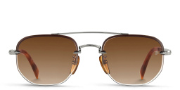 DAVID BECKHAM Half Rim Square Sunglasses in Ruthenium Havana – Product Photo 1