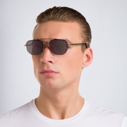 DAVID BECKHAM Half Rim Square Sunglasses in Ruthenium Black – Product Photo 5