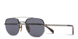 DAVID BECKHAM Half Rim Square Sunglasses in Ruthenium Black – Product Photo 2