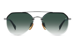Shop DAVID BECKHAM Half Rim Pilot Sunglasses in Silver online.