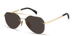 Shop DAVID BECKHAM Half Rim Pilot Sunglasses in Gold Black online.