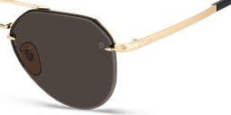 Shop DAVID BECKHAM Half Rim Pilot Sunglasses in Gold Black online.