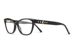 Shop JIMMY CHOO Rectangle Eyeglasses in Black online.