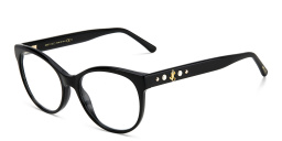 Shop JIMMY CHOO Metal Trim Cat-Eye Eyeglasses in Black online.