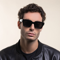 Shop OFF WHITE Unisex Square Sunglasses in Black online.