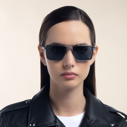 AKONI Sprint-A Unisex Square Sunglasses in Black – Product Photo 5