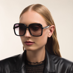 Shop GUCCI Square Sunglasses in Black online.