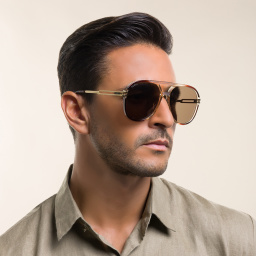 تسوق نظارة شمسية بإطار آفياتور غوتشي بلون بني أونلاين.