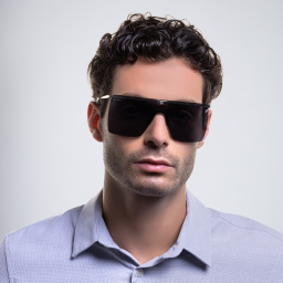 Shop GUCCI Rimless Wide Square Sunglasses in Silver online.