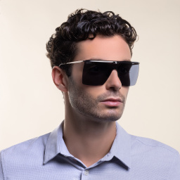 Shop GUCCI Rimless Wide Square Sunglasses in Silver online.