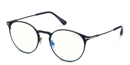 Shop TOM FORD Round Eyeglasses in Matte Blue online.