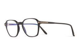 Shop TOM FORD T Logo Square Eyeglasses in Black online.