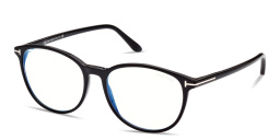 Shop TOM FORD T Logo Round Eyeglasses in Black online.