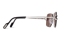 Shop Cartier Signature C de Cartier Rimless Rectangle Sunglasses in Silver online.